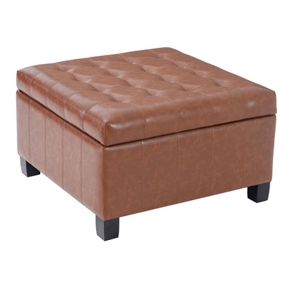 Square Tufted Indoor Ottoman With Lift-Top Storage Noble House