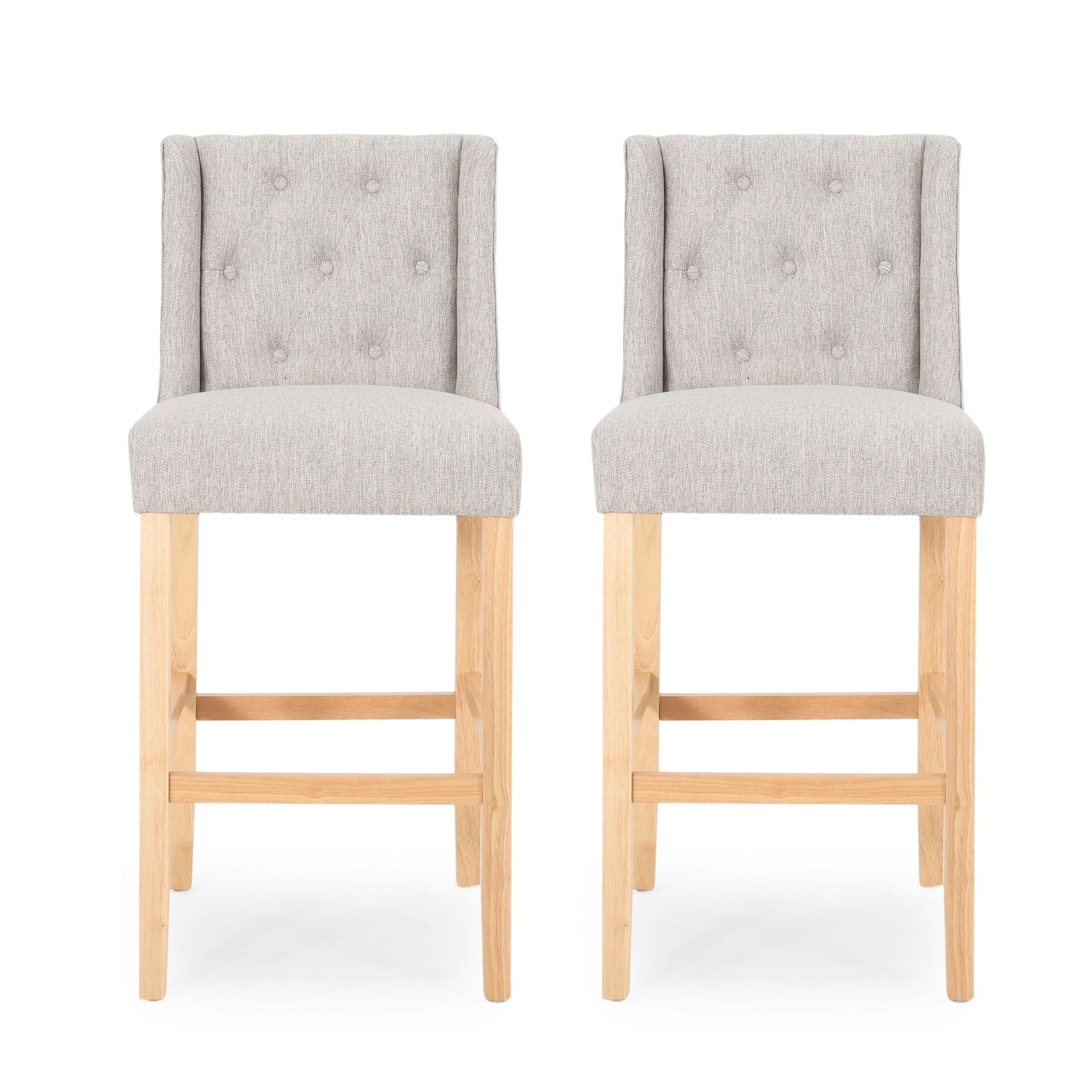 Vienna - Contemporary Fabric Tufted & Wingback Counter Stools (Set of 2) Noble House
