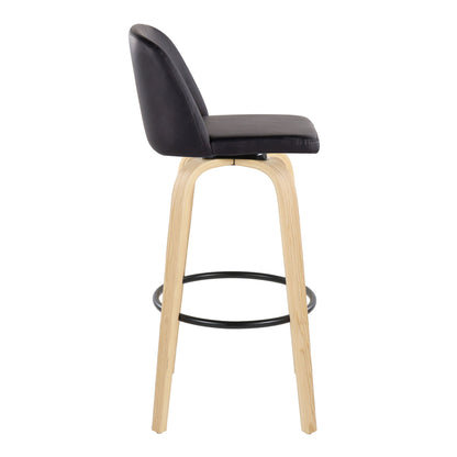 Toriano - Contemporary Fixed Height Barstool Swivel And Round Footrest (Set of 2) Lumi Source