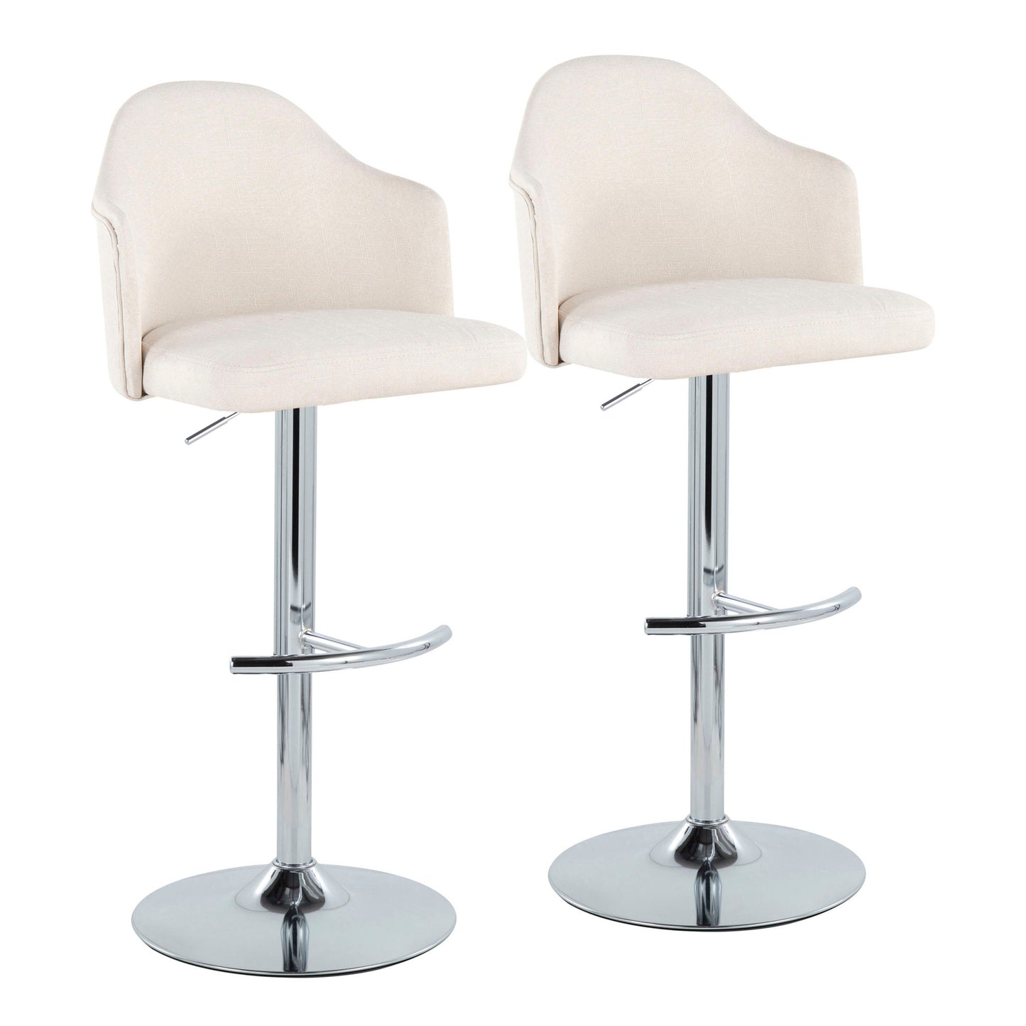 Ahoy - Contemporary Adjustable Barstool With Swivel With Rounded T Footrest (Set of 2) Lumi Source
