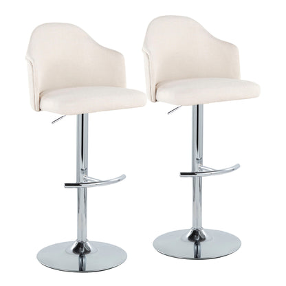 Ahoy - Contemporary Adjustable Barstool With Swivel With Rounded T Footrest (Set of 2) Lumi Source