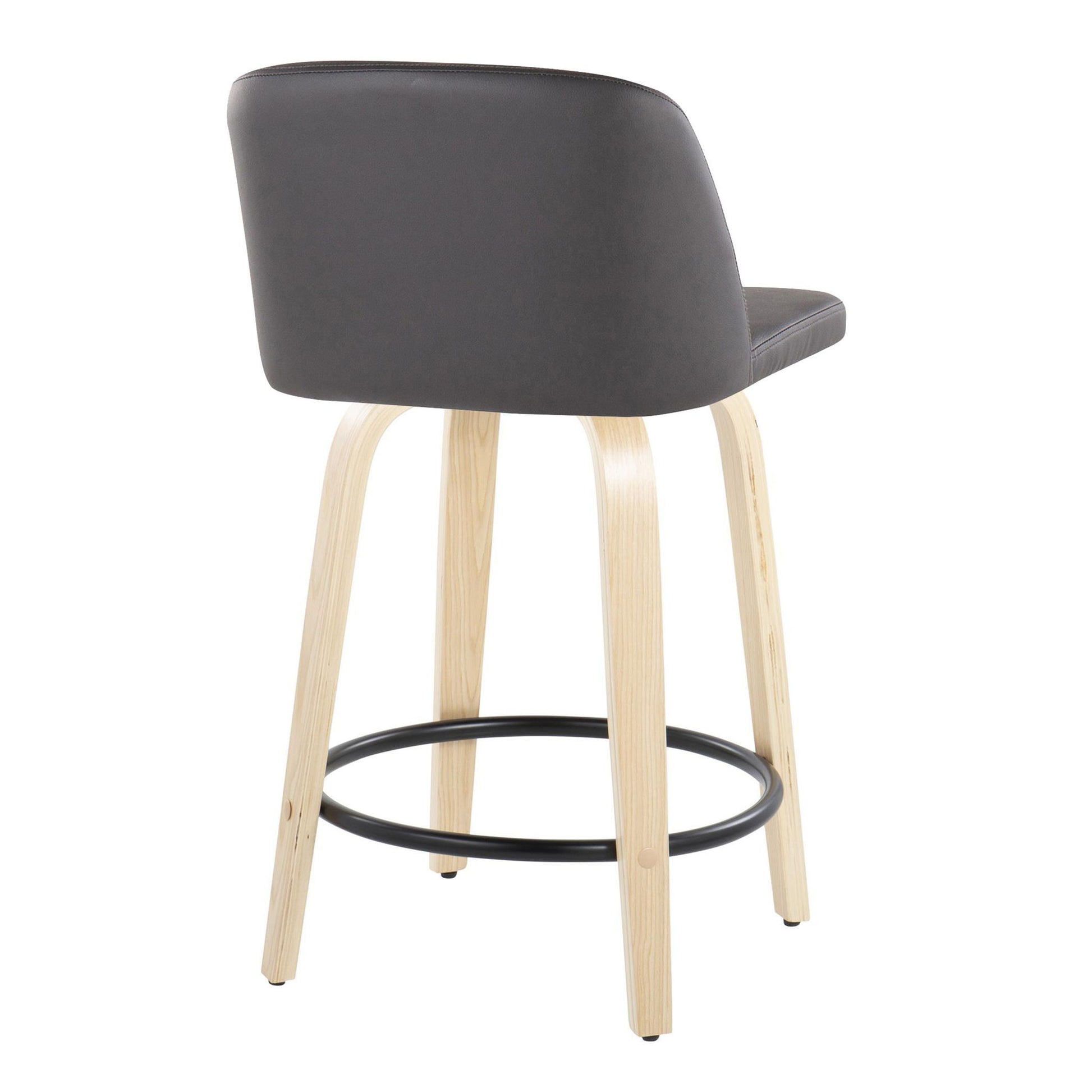Toriano - Contemporary, Fixed Height Counter Stool With Swivel And Round Footrest (Set of 2) Lumi Source