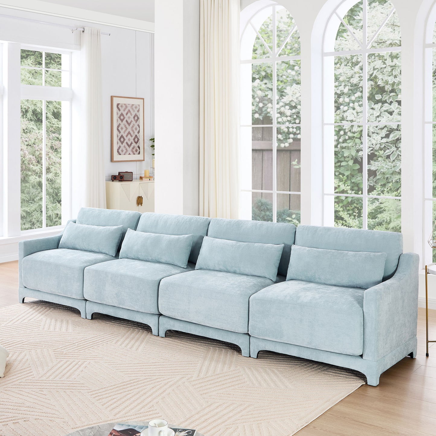 Elegant Sofa With Ergonomic Design And Lumbar Pillows Home Essentials