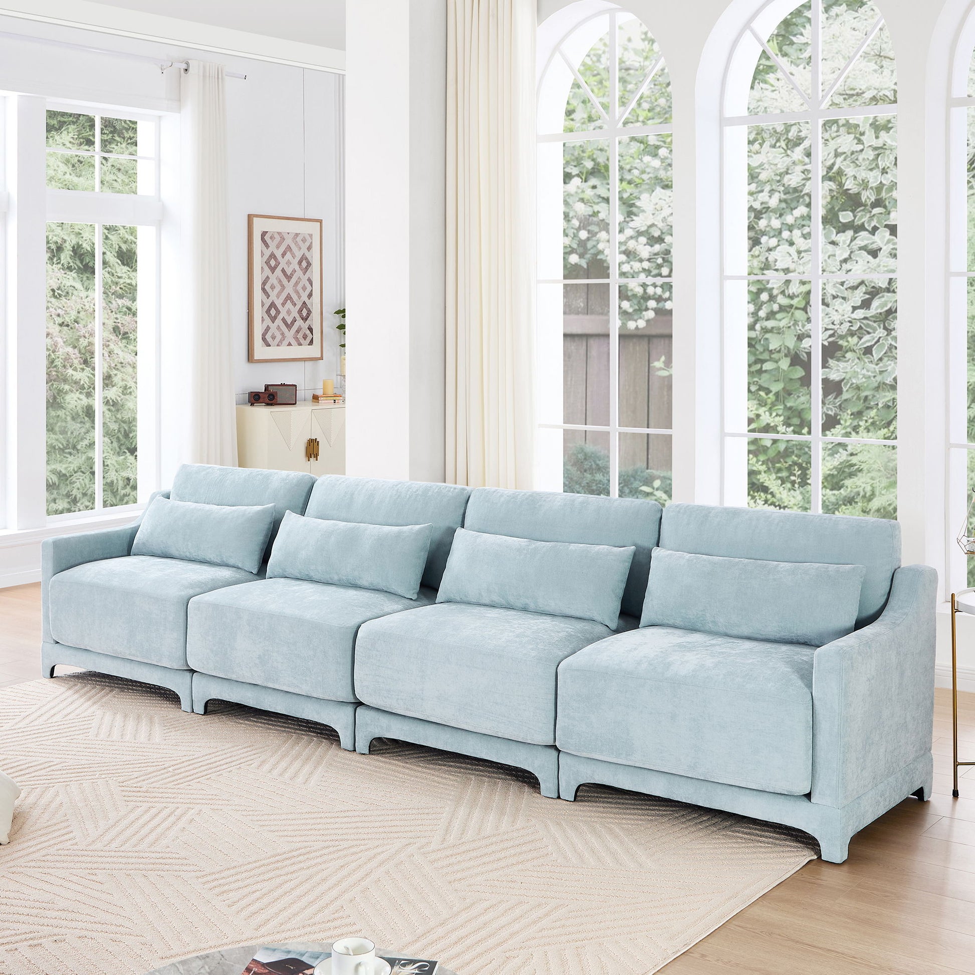 Elegant Sofa With Ergonomic Design And Lumbar Pillows Home Essentials