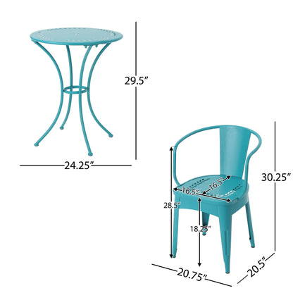 Lourdes - 3 Piece Metal Set - Teal Noble House