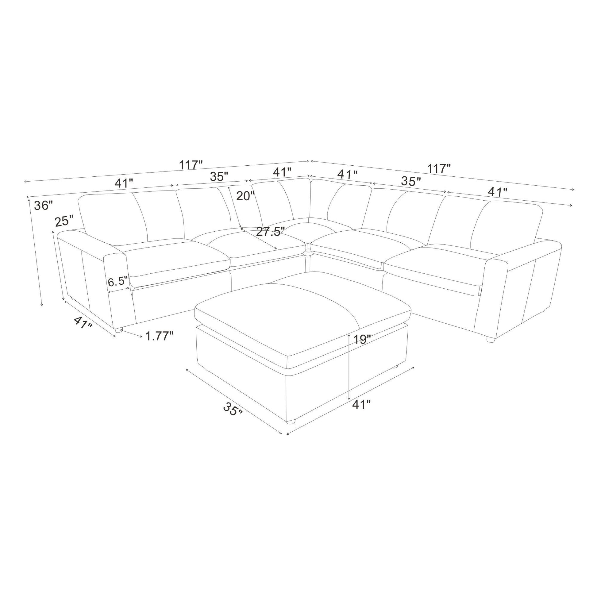 Upholstered Large Seating Modular Sectional Home Essentials