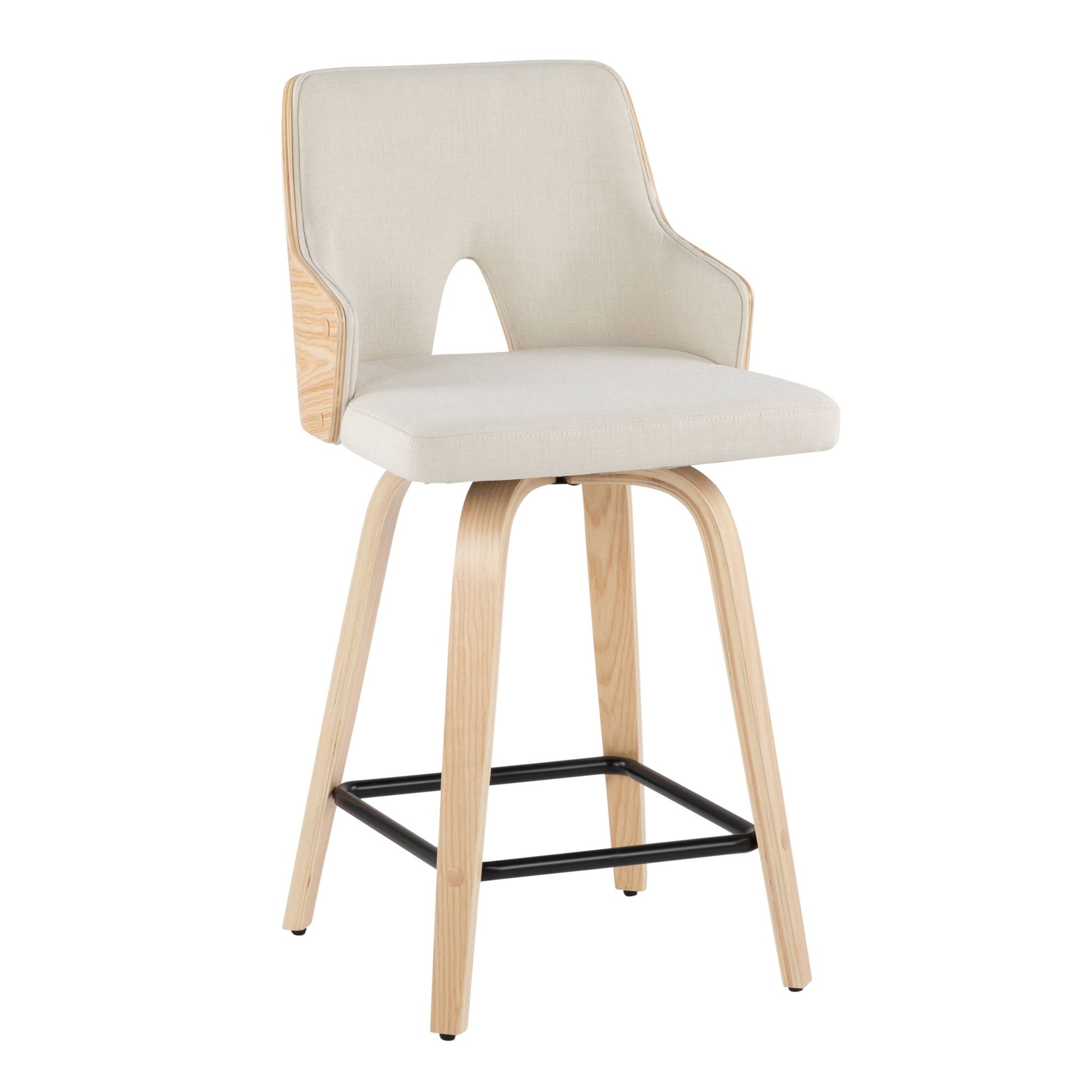 Stella - Contemporary Fixed Height Counter Stool With Swivel Square Footrest (Set of 2) Lumi Source
