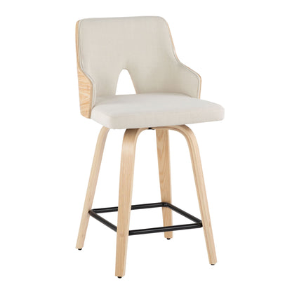 Stella - Contemporary Fixed Height Counter Stool With Swivel Square Footrest (Set of 2) Lumi Source