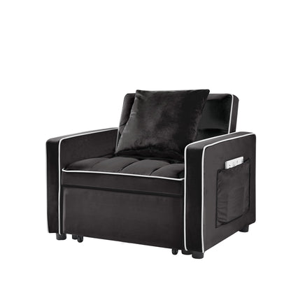 Modern Velvet 3 In 1 Sofa Bed Chair, Adjustable Recliner Home Essentials