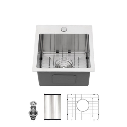 Premium Laundry Drop In Utility Sink 16 Gauge Stainless Steel, Topmount Daily Nest