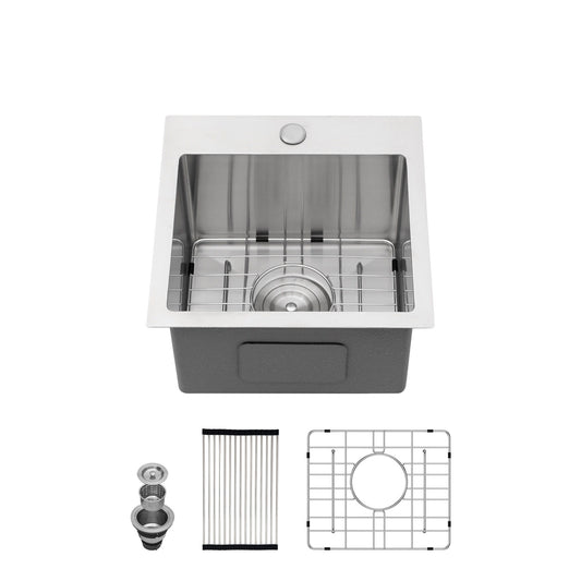 Premium Laundry Drop In Utility Sink 16 Gauge Stainless Steel, Topmount Daily Nest