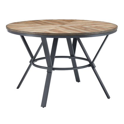 Modern Style Indoor Dining Round Table With Metal Legs - Light Birch Noble House