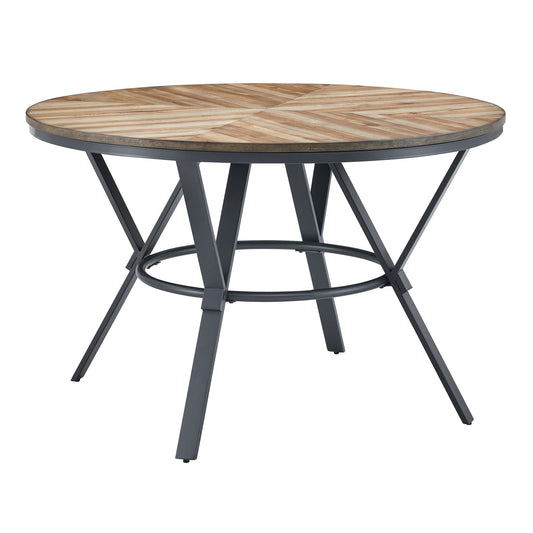 Modern Style Indoor Dining Round Table With Metal Legs - Light Birch Noble House