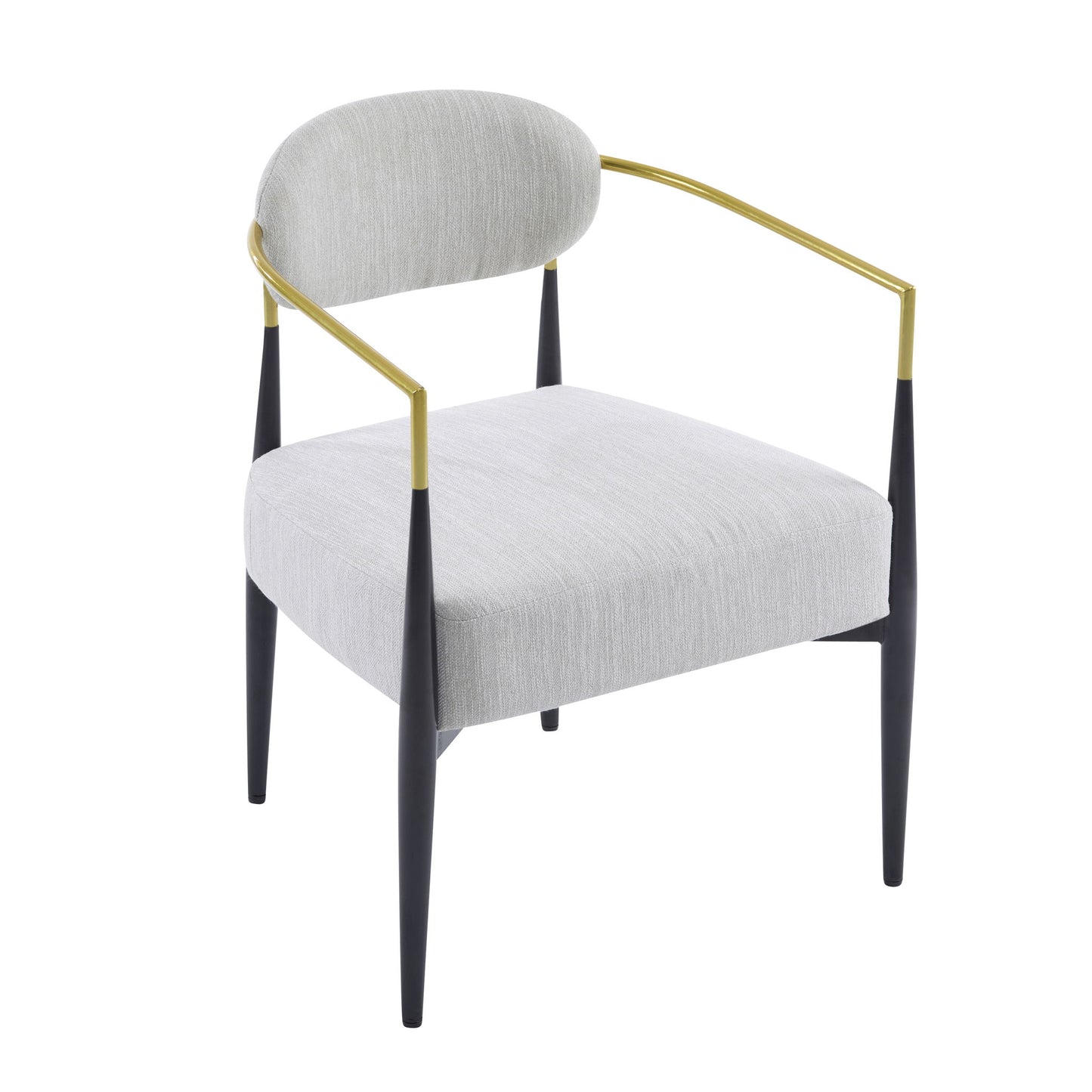 Mid Century Modern Upholstered Accent Armchair With Tapered Legs - Beige / Black / Gold Noble House