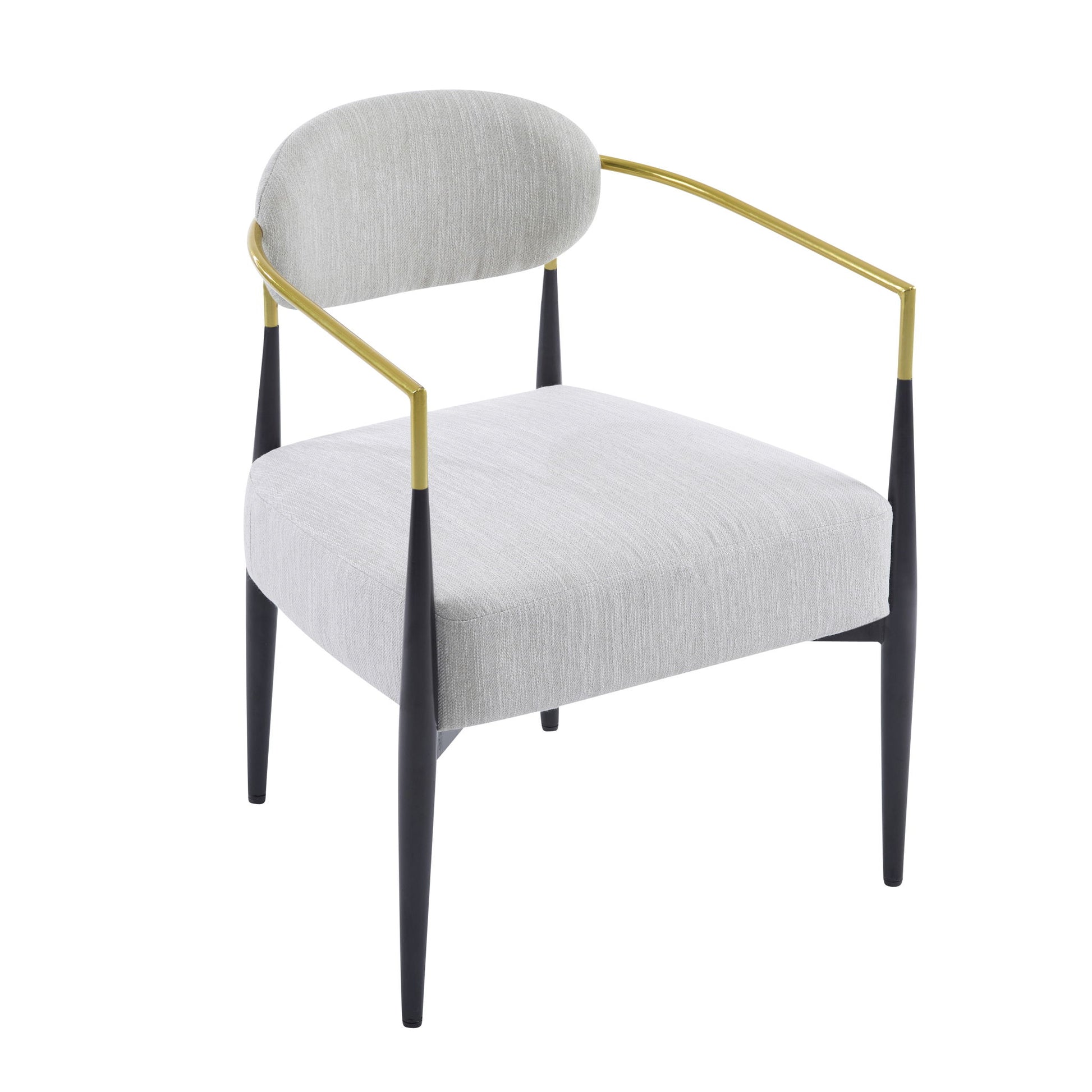 Mid Century Modern Upholstered Accent Armchair With Tapered Legs - Beige / Black / Gold Noble House