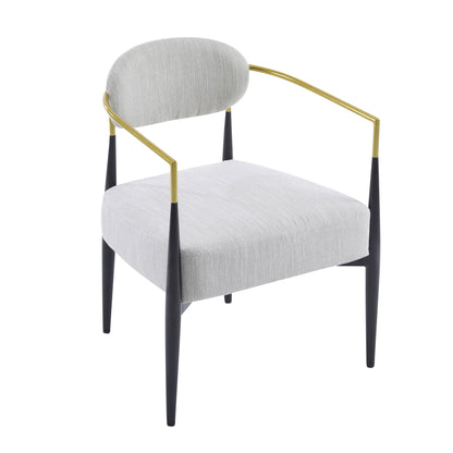 Mid Century Modern Upholstered Accent Armchair With Tapered Legs - Beige / Black / Gold Noble House