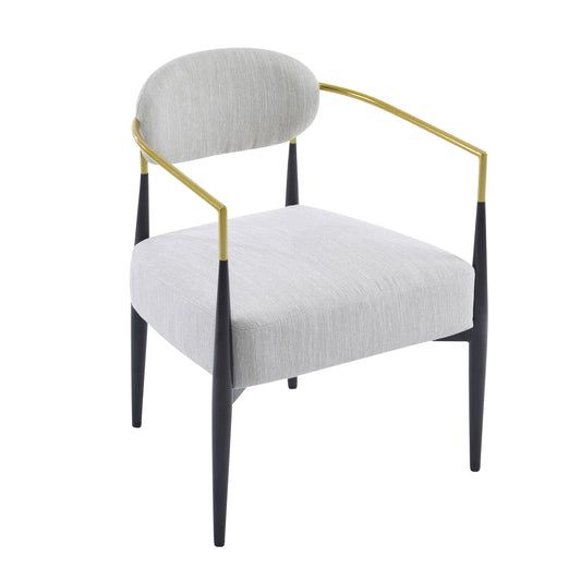Mid Century Modern Upholstered Accent Armchair With Tapered Legs - Beige / Black / Gold Noble House
