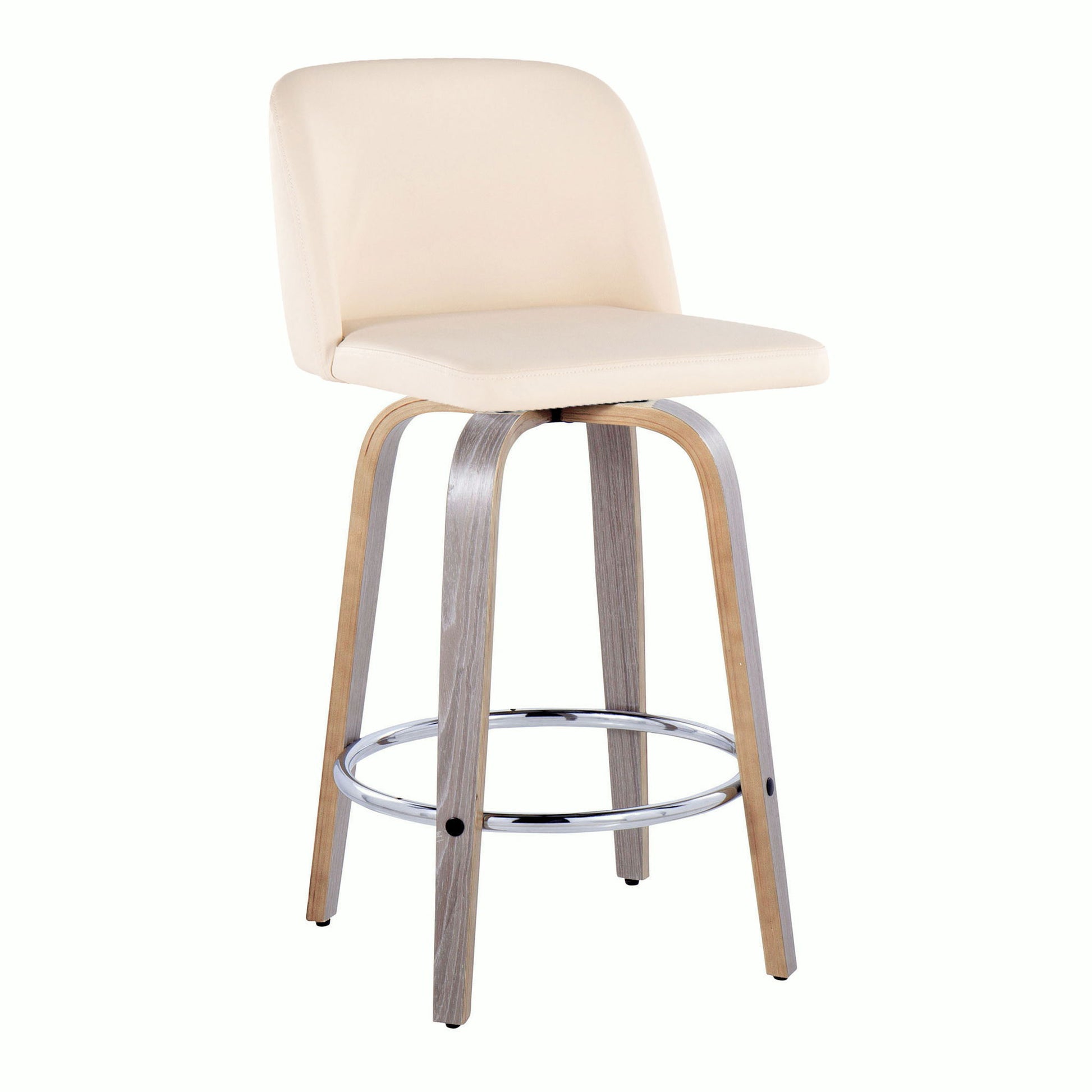 Toriano - Contemporary Fixed Height Counter Stool With Swivel & Round Footrest Modern Design (Set of 2) Lumi Source