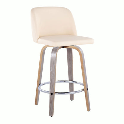 Toriano - Contemporary Fixed Height Counter Stool With Swivel & Round Footrest Modern Design (Set of 2) Lumi Source
