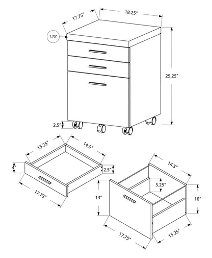 File Cabinet, Rolling Mobile, Storage Drawers, Printer Stand, Office, Contemporary & Modern 8th Street