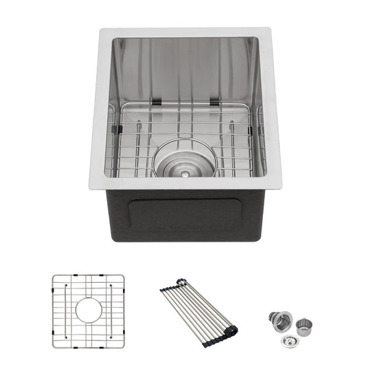 13" Undermount Kitchen Sink 16 Gauge Single Bowl - Brushed Nickel Daily Nest