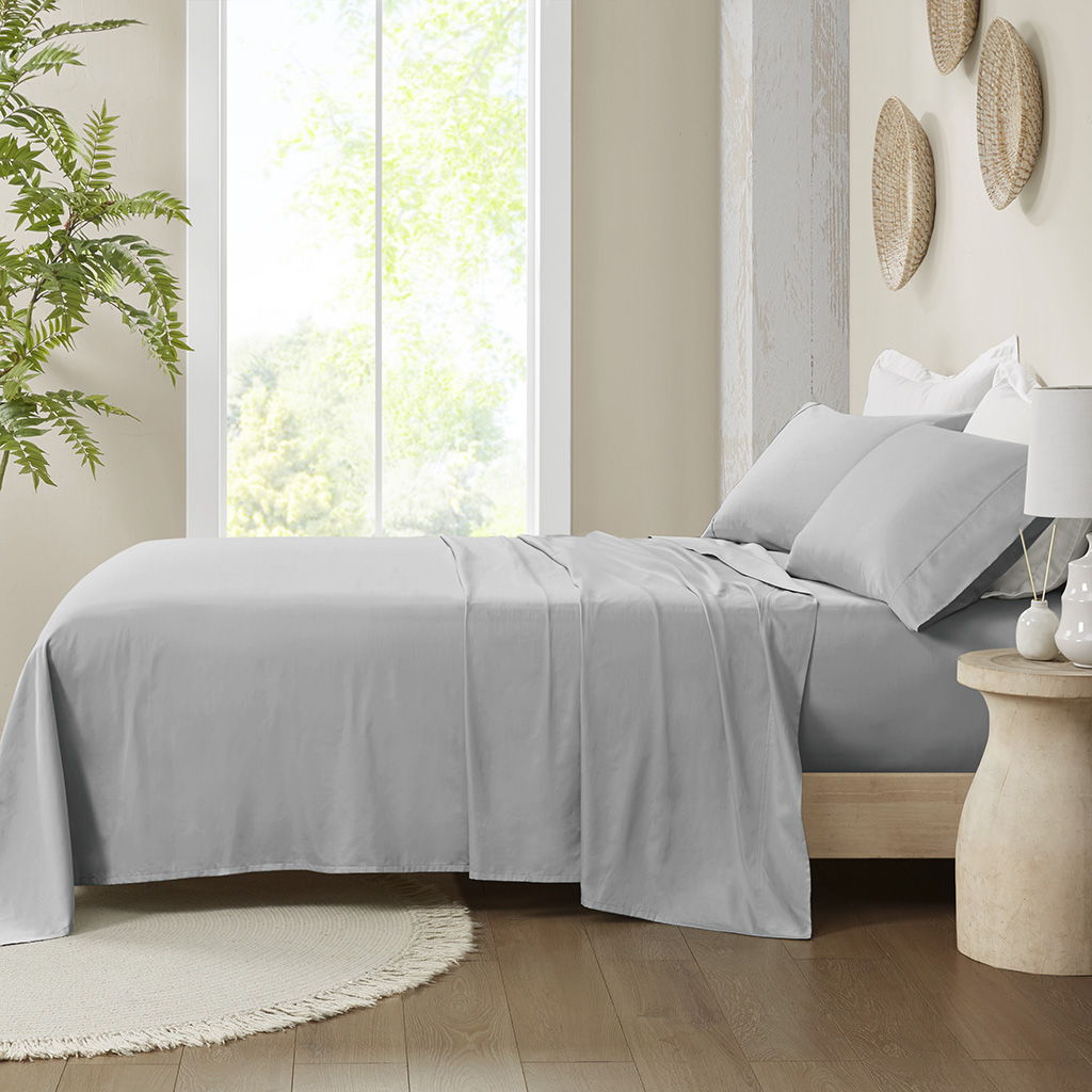 300 Thread Count Organic Cotton - Queen Deep Pocket Sheet Set - Grey