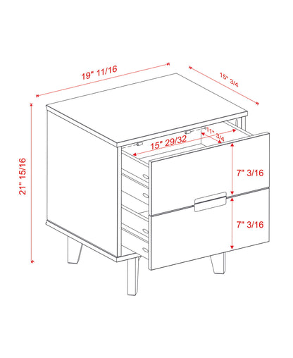 Mid-Century Modern Solid Wood 2 Drawer Nightstand - Natural Pine