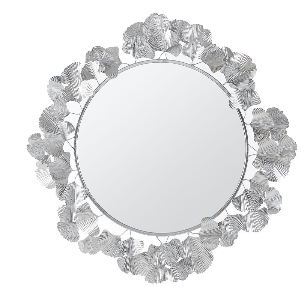 Eden - Eden Gingko Leaf Round Wall Mirror 30.5" - Silver Martha Stewart