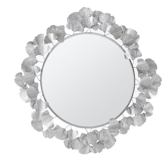 Eden - Eden Gingko Leaf Round Wall Mirror 30.5" - Silver Martha Stewart