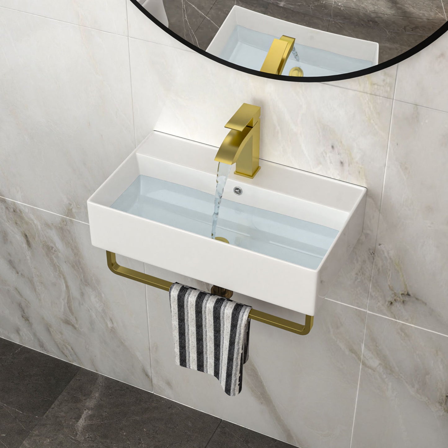 Wall Mounted Rectangular Bathroom Sink With Towel Bar Daily Nest