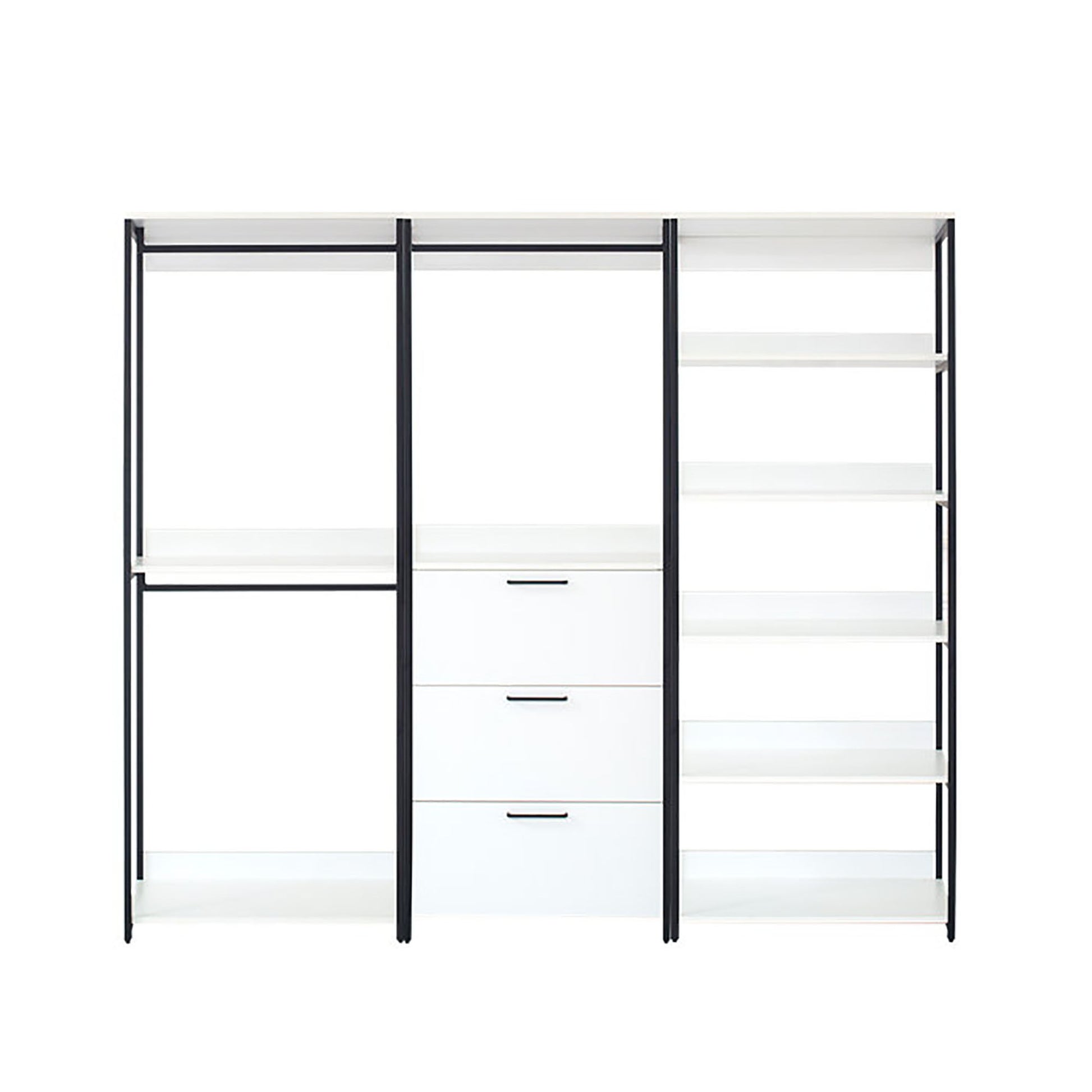 Fiona - Freestanding 3 Tower Wood Closet System With Metal Frame 7 Shelf Walk - White Home Essentials