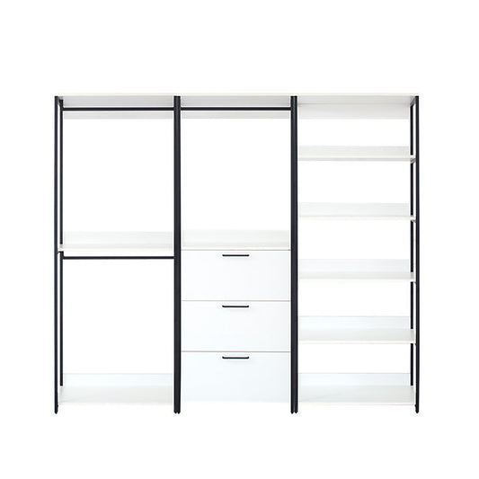 Fiona - Freestanding 3 Tower Wood Closet System With Metal Frame 7 Shelf Walk - White Home Essentials