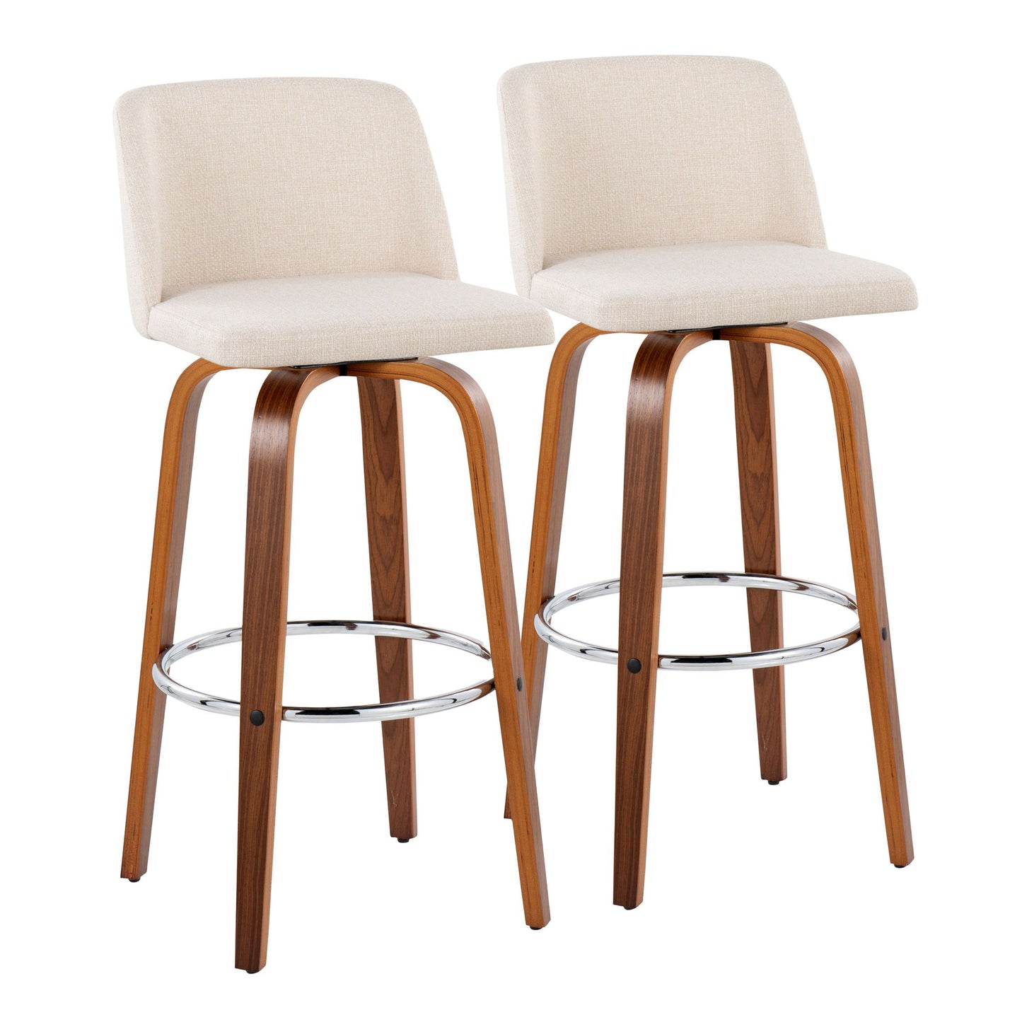 Toriano - Mid Century Modern Fixed Height, Barstool With Swivel With Round Footrest (Set of 2) Lumi Source
