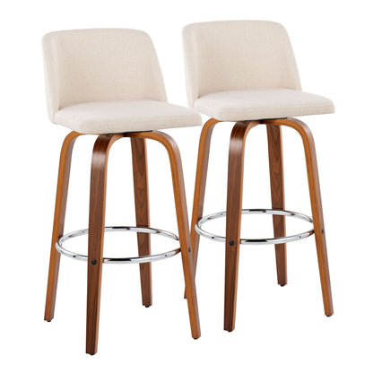 Toriano - Mid Century Modern Fixed Height, Barstool With Swivel With Round Footrest (Set of 2) Lumi Source
