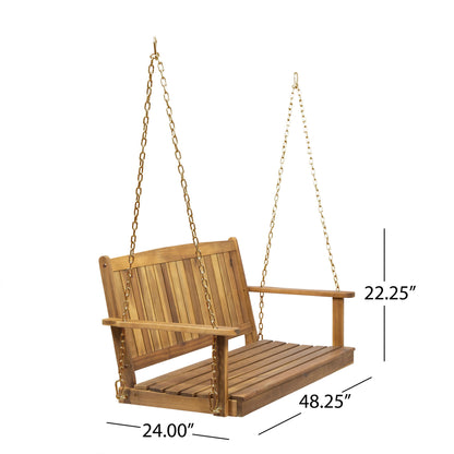 Tambora - Porch Swing Acacia Wood Slat Design Noble House
