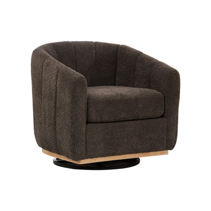Swivel Upholstered Barrel Chair With Metal Base Home Essentials