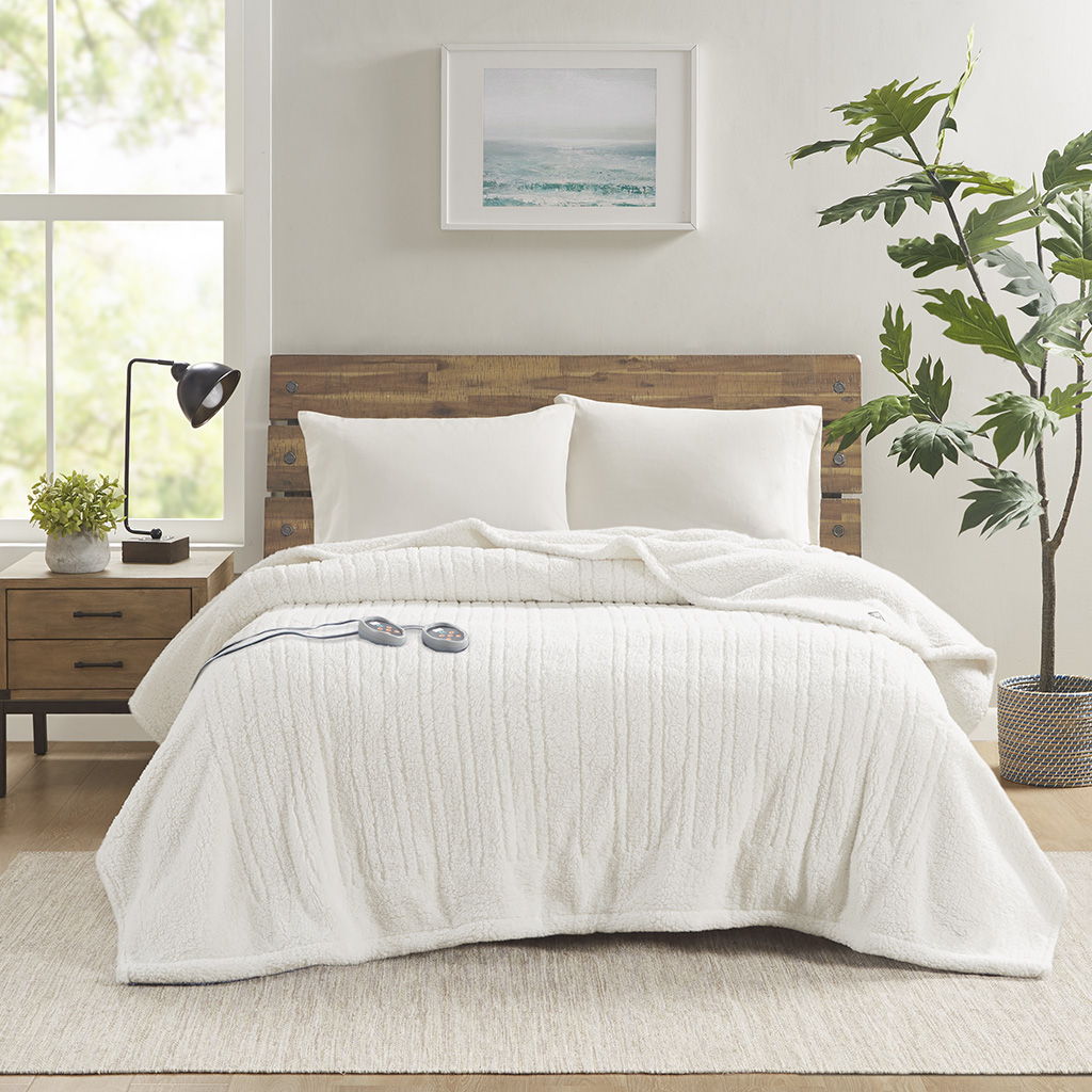Sherpa - King Heated Blanket - Ivory True North by Sleep Philosophy