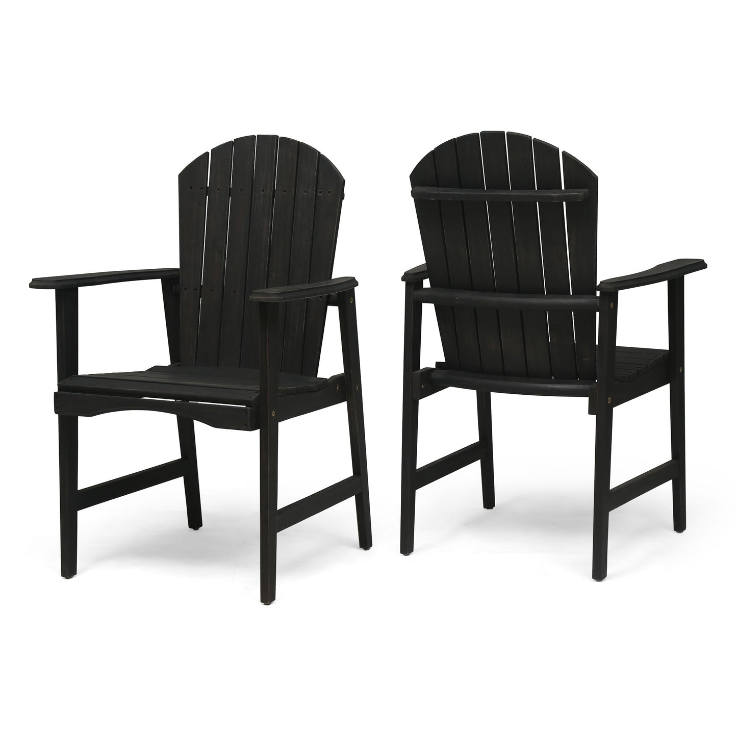 Outdoor Weather Resistant Acacia Wood Adirondack Dining Chairs (Set of 2) Noble House