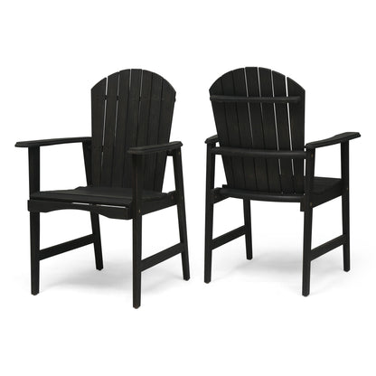 Outdoor Weather Resistant Acacia Wood Adirondack Dining Chairs (Set of 2) Noble House