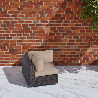 Outdoor 33" Wide Corner Wedge With Cushions - Beige / Brown LSI Patio Furniture