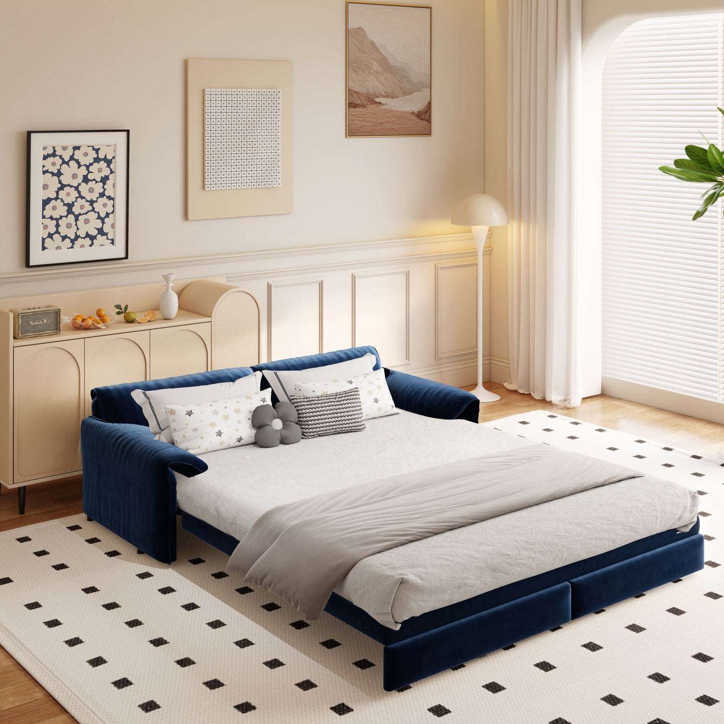 Queen Pull Out Sofa Bed With Side Storage Home Essentials