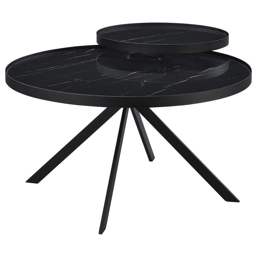 Briggs - Round Marble Printed Glass Top Coffee Table Coaster Fine Furniture