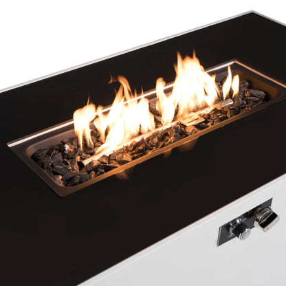 Rectangular Fire Pit With Frame Elegant Design LSI Patio Furniture