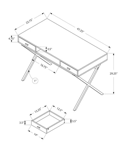 Computer Desk For Home Office, Laptop, Storage Drawers, Glossy Contemporary & Modern 8th Street
