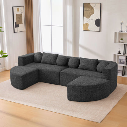 Boneless - Couch Modular Sectional Sofa With Deep Seating And Curved Design Hearth and Haven