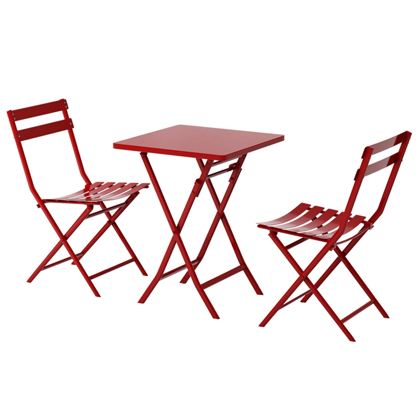 3 Piece Patio Bistro Set Of Foldable Square Table And Chairs Home Essentials