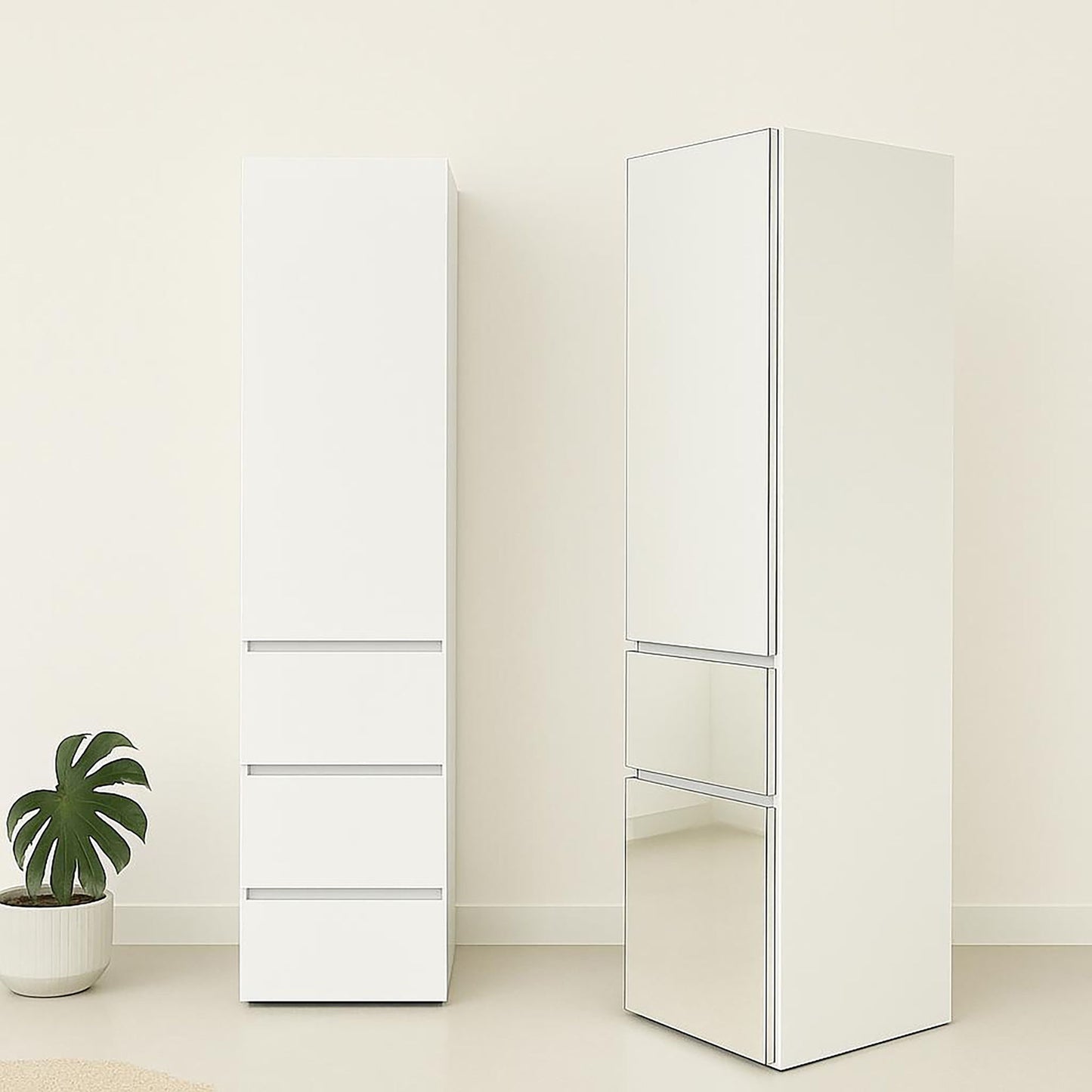 Elise - Modular Closet System With Mirror For Custom Storage Solutions - White Home Essentials