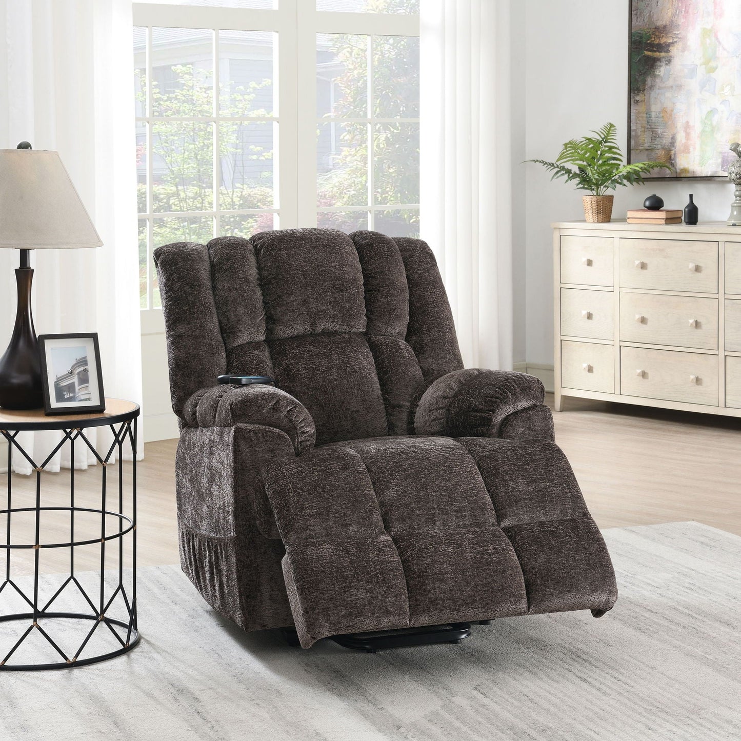 Power Motion Recliner With Lift Heating Massage Function - Brown Acme