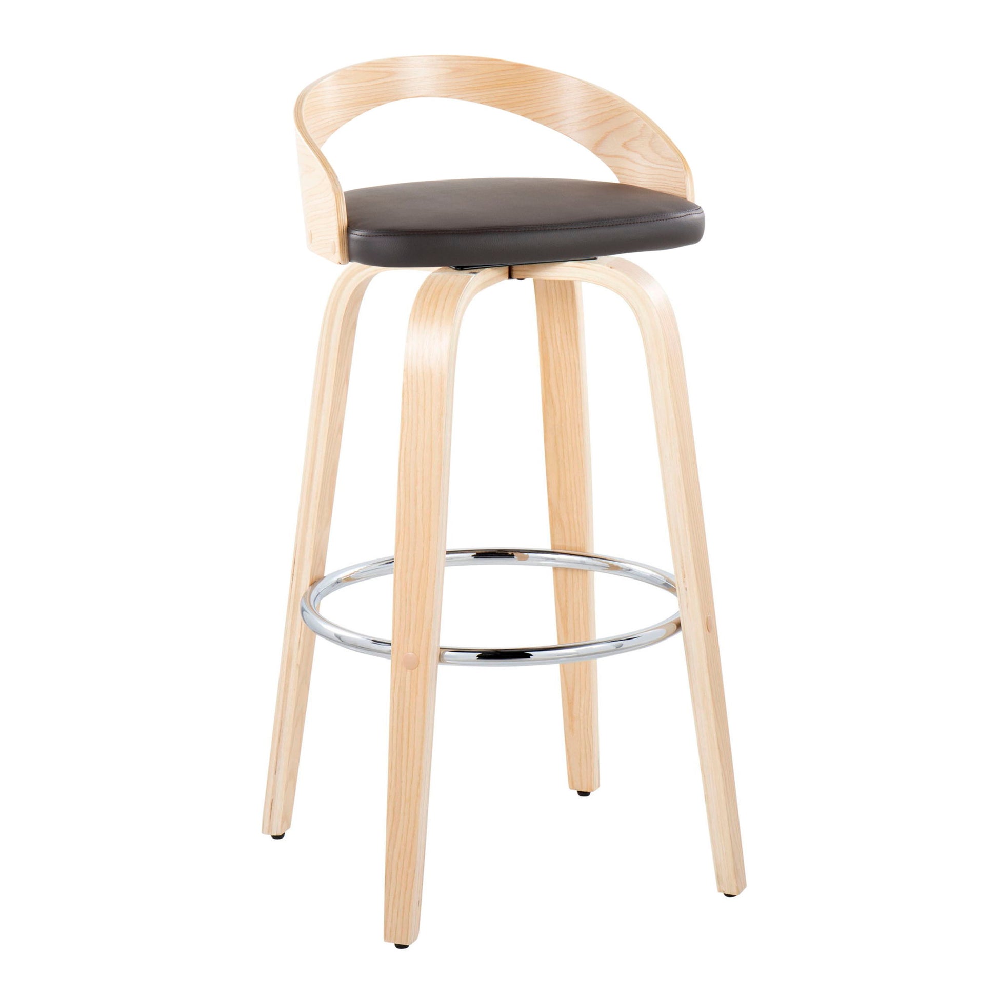 Grotto - Contemporary Fixed-Height Barstool With Swivel With Round Footrest (Set of 2) Lumi Source