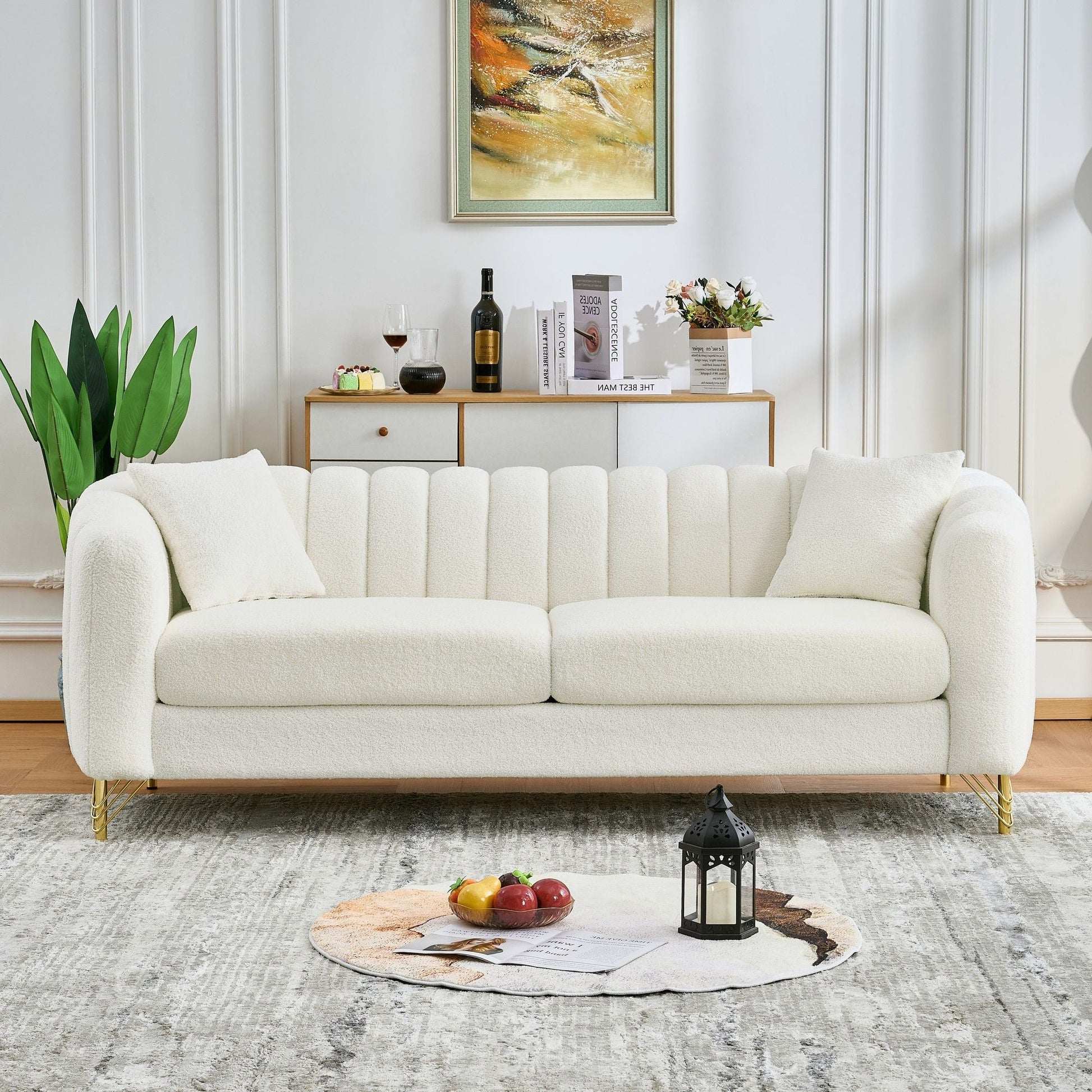 Tufted Oversized Sofa For Living Spaces - Beige Home Essentials